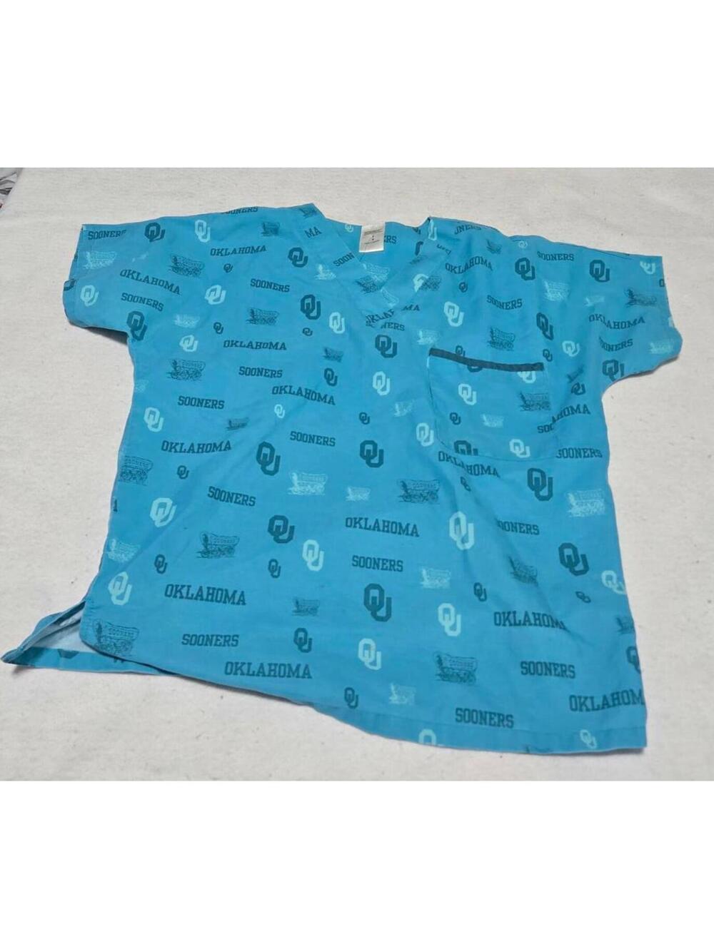 Oklahoma Sooners Blue Scrub Top - Size Small